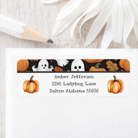 Spook en pompoenen etiket (Insitu)