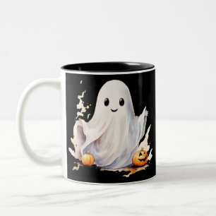 Spook en Pompoenen Griezelig Eng Halloween Plezier Tweekleurige Koffiemok