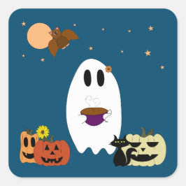 Spook en thee vierkante sticker