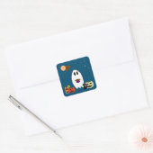 Spook en thee vierkante sticker (Envelop)