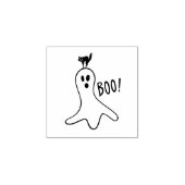 Spook en Zwarte Kat Halloween Schattig Rubberstempel (Afrduk)