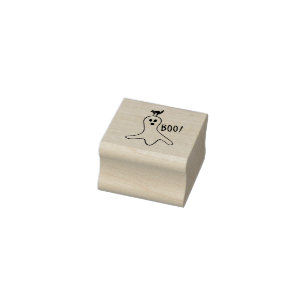 Spook en Zwarte Kat Halloween Schattig Rubberstempel
