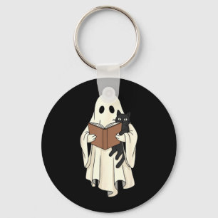 Spook En Zwarte Kat Lezen Halloween Sleutelhanger