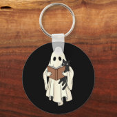 Spook En Zwarte Kat Lezen Halloween Sleutelhanger (Voorkant)