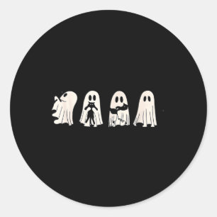 Spook en Zwarte Kat Lief Spook met Kat Ronde Sticker