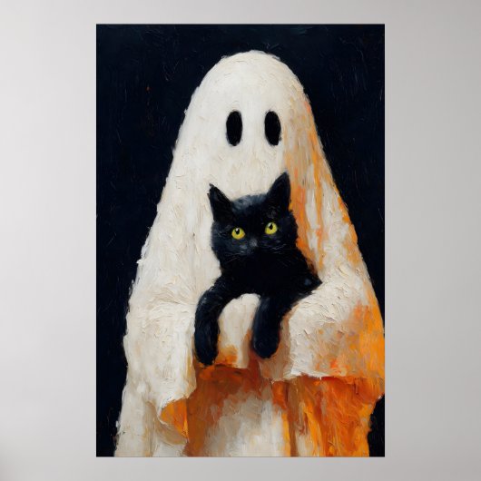 Spook en Zwarte Kat Vintage Poster Gotisch (Voorkant)