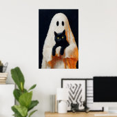 Spook en Zwarte Kat Vintage Poster Gotisch (Thuiskantoor)