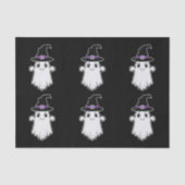 Spook Geesten Met Heks Petten Patroon Halloween Tissuepapier (Voorkant)