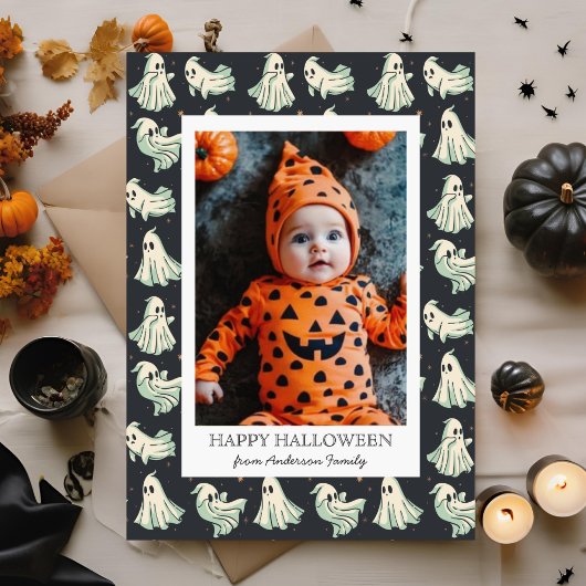Spook Halloween M'n eerste Boe baby  Feestdagenkaart