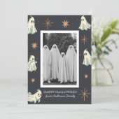 Spook Halloween Spetterend Gezinsfoto  Feestdagenkaart (Staand voorkant)