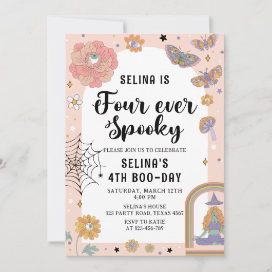 Spook Halloween Vier Ever Spooky 4e Verjaardag Kaart (Voorkant)