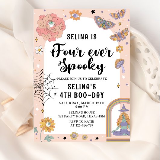 Spook Halloween Vier Ever Spooky 4e Verjaardag Kaart