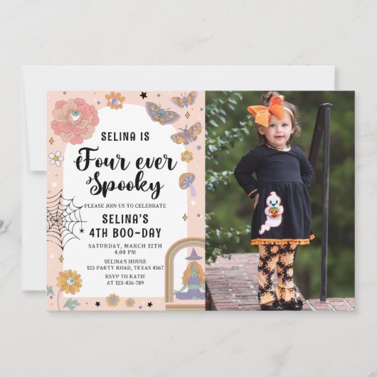 Spook Halloween Vier Ever Spooky 4e Verjaardag Kaart (Voorkant)