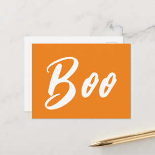 Spook Halloween wit oranje boe tekst Briefkaart