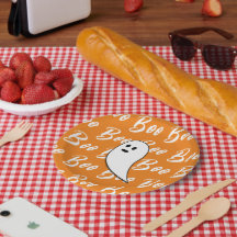 Spook Halloween wit oranje boe tekstpatroon