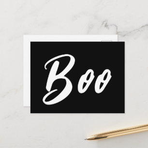 Spook Halloween wit zwart boe tekst Briefkaart