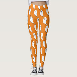 Spook Halloween witte leuke patroon oranje Leggings