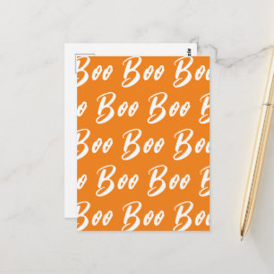 Spook Halloween witte oranje boo tekstpatroon Briefkaart