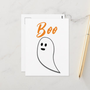 Spook Halloween zwart wit oranje boe Briefkaart