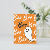 Spook Halloween zwart wit oranje boe Briefkaart (Staand voorkant)