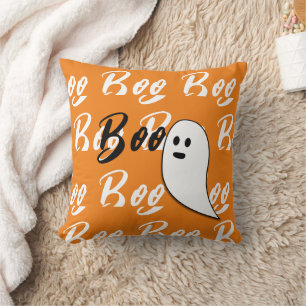 Spook Halloween zwart wit oranje boo Kussen