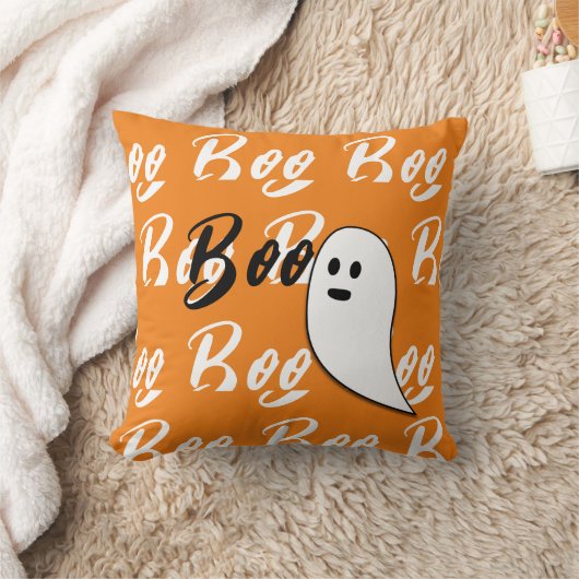 Spook Halloween zwart wit oranje boo Kussen (Deken)