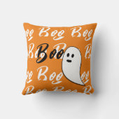 Spook Halloween zwart wit oranje boo Kussen (Achterkant)