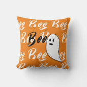 Spook Halloween zwart wit oranje boo Kussen (Voorkant)