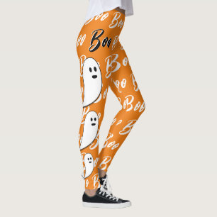 Spook Halloween zwart wit oranje boo Leggings