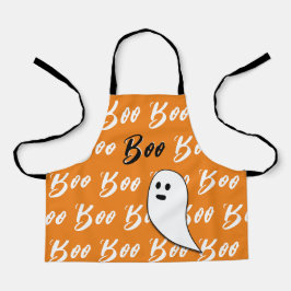 Spook Halloween zwart wit oranje boo Schort