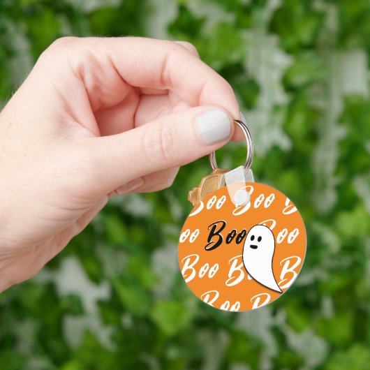 Spook Halloween zwart wit oranje boo Sleutelhanger (Hand)