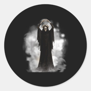 Spook hart handen eng gezicht moedersdag bloemen ronde sticker