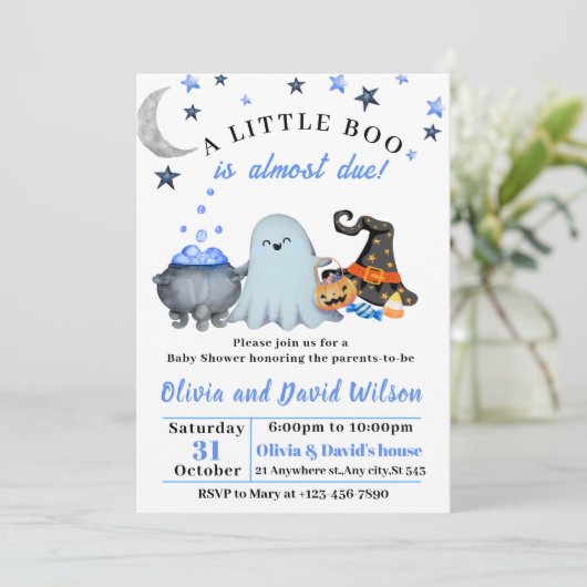 Spook, heks pet, Snoep | Leuk Halloween Baby showe Kaart (Staand voorkant)