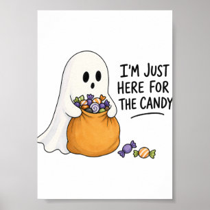 Spook hier alleen voor de snoep Halloween Illustra Poster