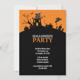 Spook Hill Halloween Party Invitation Kaart