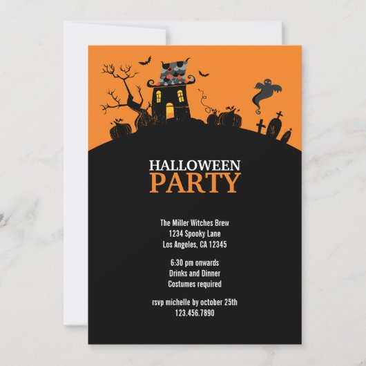 Spook Hill Halloween Party Invitation Kaart (Voorkant)