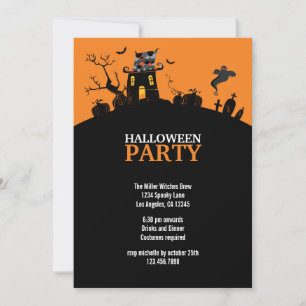 Spook Hill Halloween Party Invitation Kaart