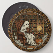 Spook in een bibliotheek ronde button 6,0 cm (Voorkant /achterkant)