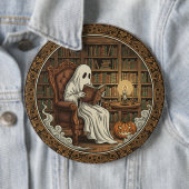 Spook in een bibliotheek ronde button 6,0 cm (In situ)