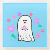 Spook in een bloementuin glazen onderzetter (Voorkant)