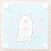 Spook in een bloementuin glazen onderzetter (Achterkant)