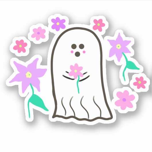 Spook in een bloementuin sticker (Voorkant)