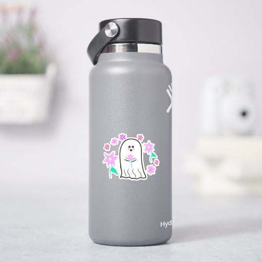 Spook in een bloementuin sticker (HydroFlask)
