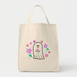 Spook in een bloementuin tote bag