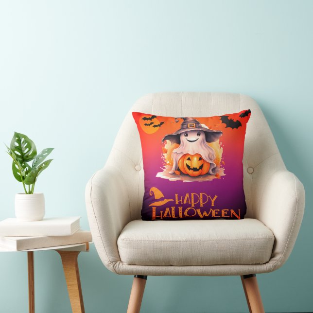 Spook in Heksen Pet Jack-O' Lantern Halloween Kussen (Stoel)