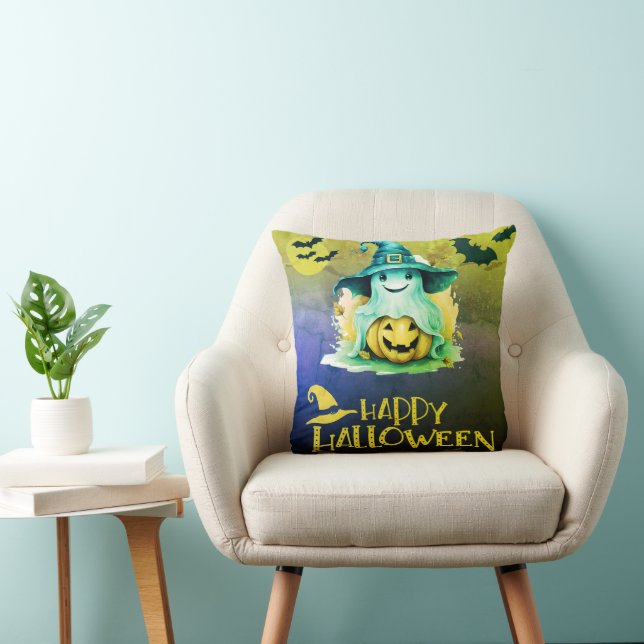 Spook in Heksen Pet Jack-O' Lantern Halloween Kussen (Stoel)