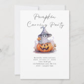 Spook in Heksen Pet Pompoen Carving Party Kaart (Voorkant)