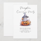 Spook in Heksen Pet Pompoen Carving Party Kaart (Voorkant / Achterkant)