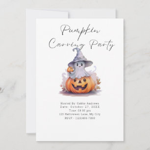 Spook in Heksen Pet Pompoen Carving Party Kaart