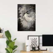 Spook in herfst bos print, spook whimsical donker poster (Thuiskantoor)